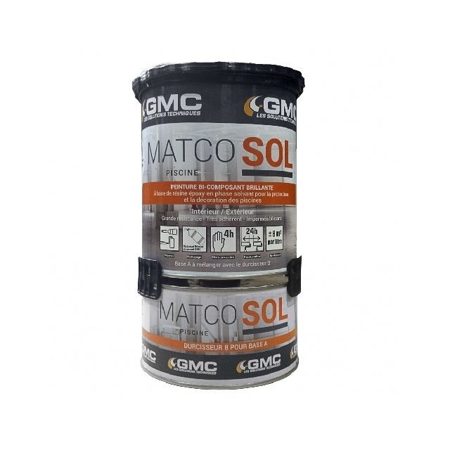 Gmc - MATCOSOL PISCINE SABLE 13,5L-Résine epoxy bi- Composant grande résistance au chlore-GMC - Peinture intérieure
