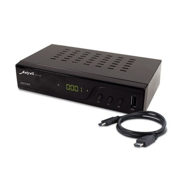 Adaptateur TNT Astrell Décodeur TNT HD - DVB-T2/HEVC avec USB + câble HDMI