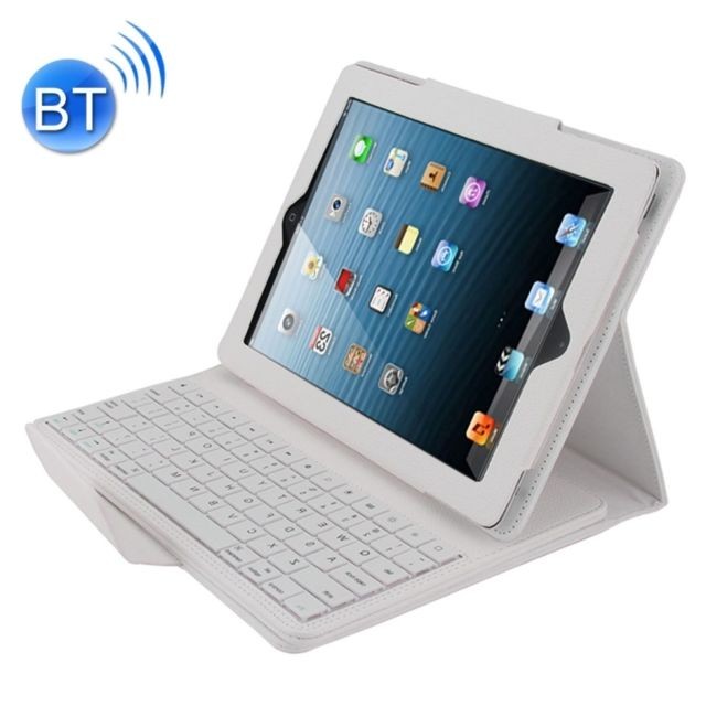 Wewoo - Clavier QWERTY Bluetooth 3.0 avec étui en cuir amovible pour iPad 4/3/2 blanc - Clavier Sans fil
