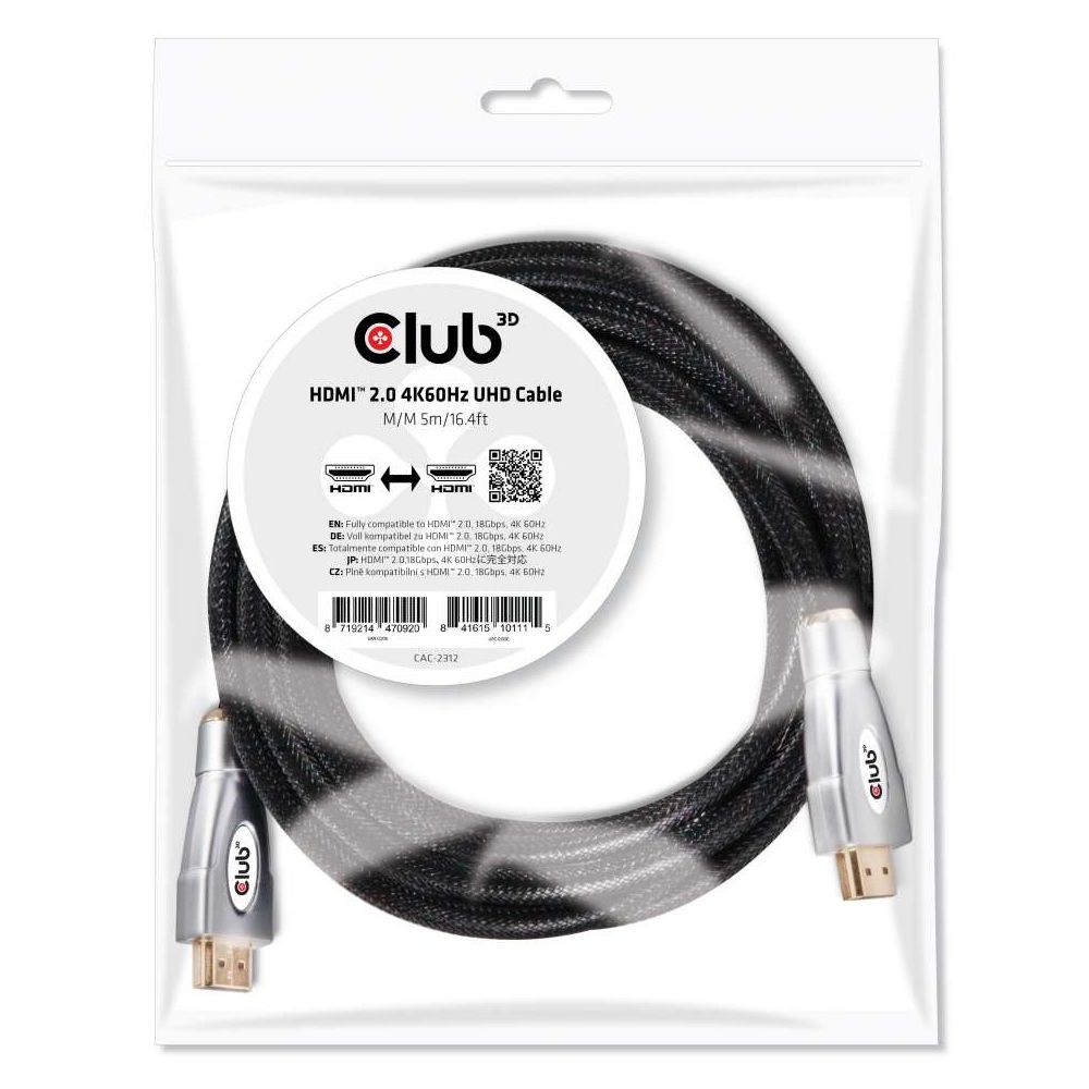 Club 3D CLUB3D HDMI 2.0 4K60Hz UHD Cable 5m/16.4ft