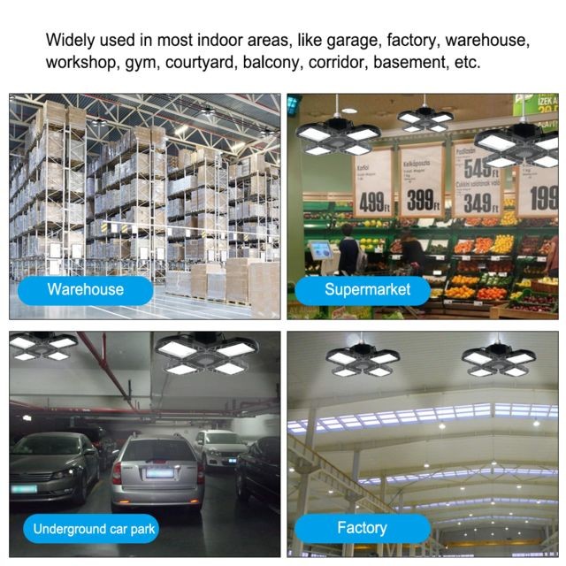 Generic Le garage à LED allume le plafonnier réglable pliant LED déformable E27 pour l'éclairage de garage / entrepôt / atelier / balcon /