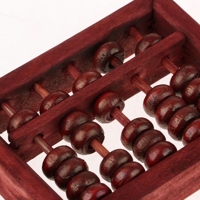 marque generique Mini Calculateur Abacus Chinois Vintage En Bois Arithmétique à 5 Chiffres Rouge