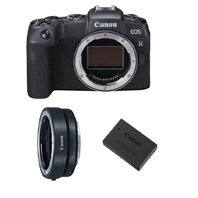 Canon - CANON EOS RP Body Noir + EF-EOS R Mount Adapter + CANON Battery LP-E17 Canon  - Appareil Hybride