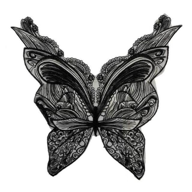 Wewoo Papillon forme broderie Corsage dentelle collier bricolage vêtements accessoirestaille environ 42 x 38 cm noir