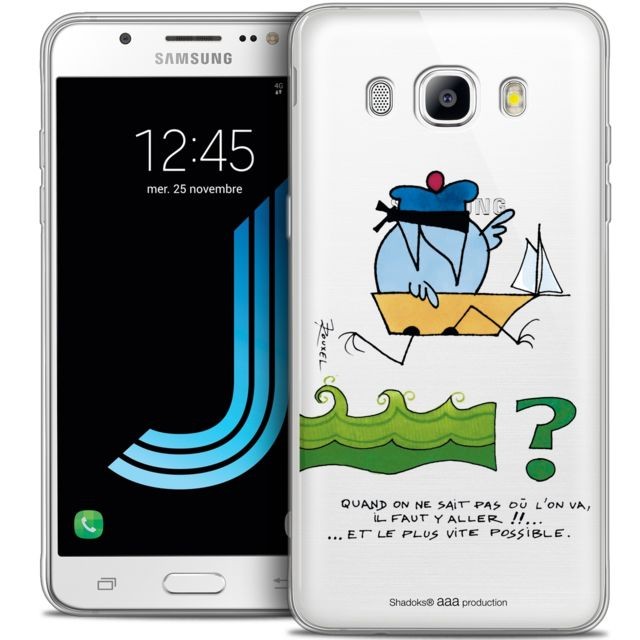 Caseink - Coque Housse Etui Samsung Galaxy J7 2016 (J710) [Crystal HD Collection Les Shadoks ? Design Il Faut Y Aller !! - Rigide - Ultra Fin - Imprimé en France] Caseink  - Caseink