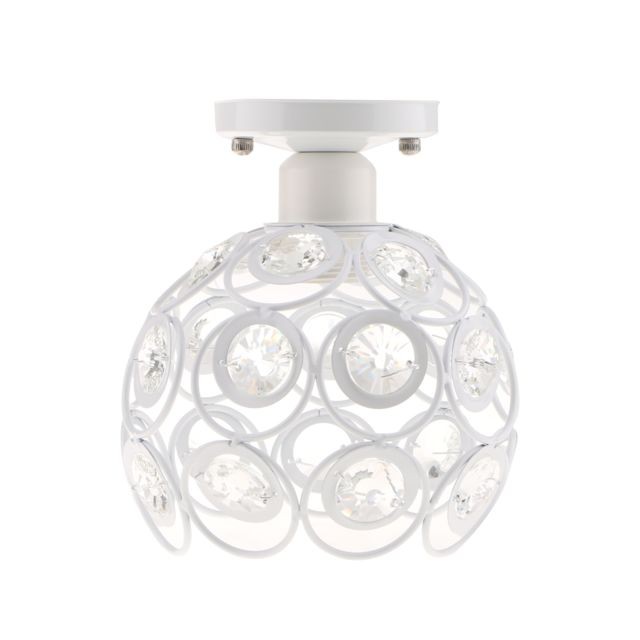 Abats-jour marque generique Élégant en cristal de fer en plafonnier couvercle lustre pendentif abat-jour blanc