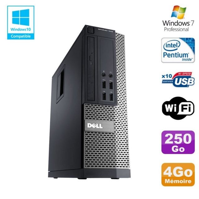Dell - PC Dell Optiplex 7010 SFF Intel G870 3.1GHz 4Go Disque 250Go Wifi W7 - PC Fixe Bureautique