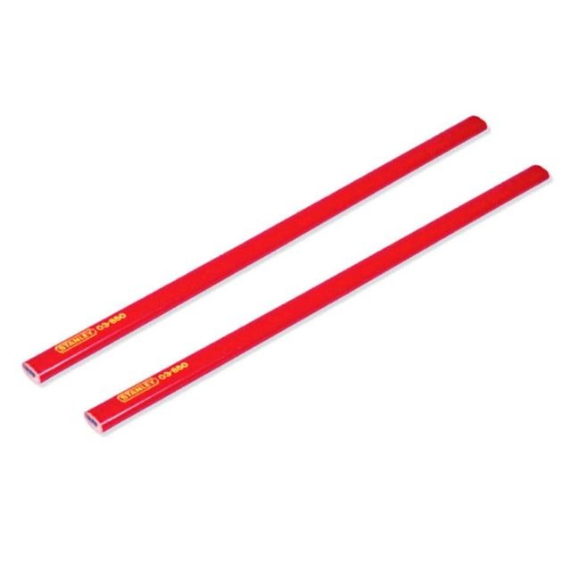 Stanley - Jeu de 2 crayons rouges mine tendre menuisier charpentier professionnel 0-93-931 Stanley  - Crayon charpentier