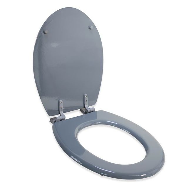 Gris Manhattan LUVETT C100 Abattant WC avec frein de chute ovale universel avec 3 types de charnières en acier C Siège de Toilette antibactériel et retrait facile 