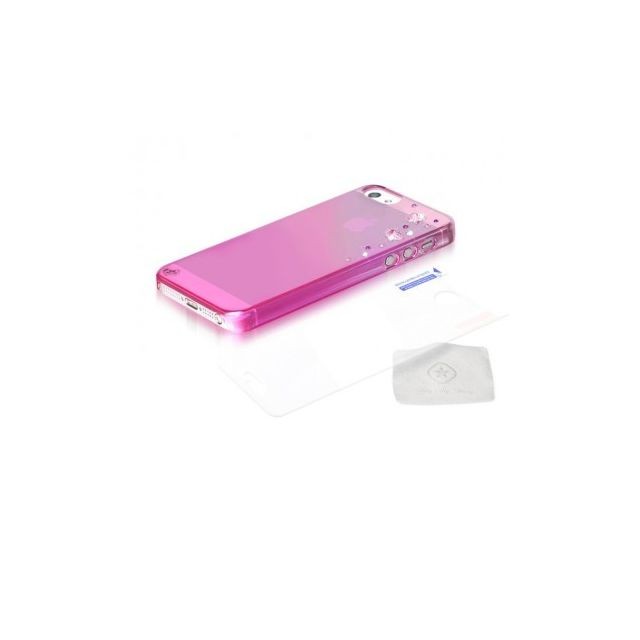 Autres accessoires smartphone Coque rose Butterflies strass mixtes roses Swarovski pour iPhone 5 / 5S