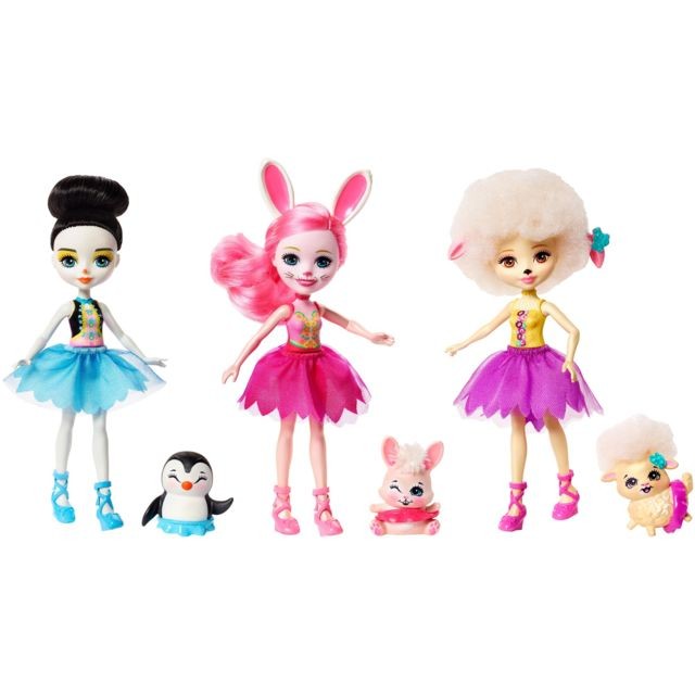 Mini-poupées Enchantimals Coffret Mini-Poupée - 3 Poupées et Animaux - FRH55