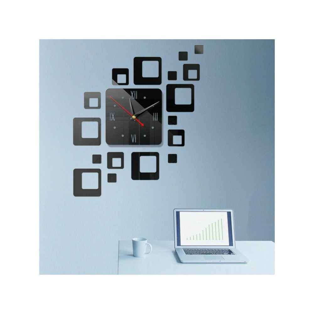 Horloges, pendules Wewoo Horloge murale Accueil miroir surface autocollant bureau à domicile miroirs décoratifs stéréo 3D acrylique bloc combinaison noir