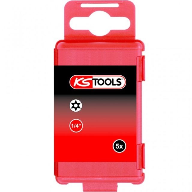 Ks Tools - KS TOOLS 911.7715 Boîte de 5 embouts de vissage 6 pans percé L.75mm 1/4'' 6mm Ks Tools  - Cle 5 pans