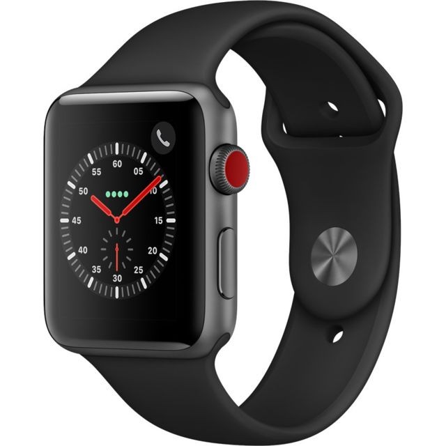 Apple - Watch 3 Cellular 42 - Alu noir / Bracelet Sport noir - Objets connectés Reconditionné