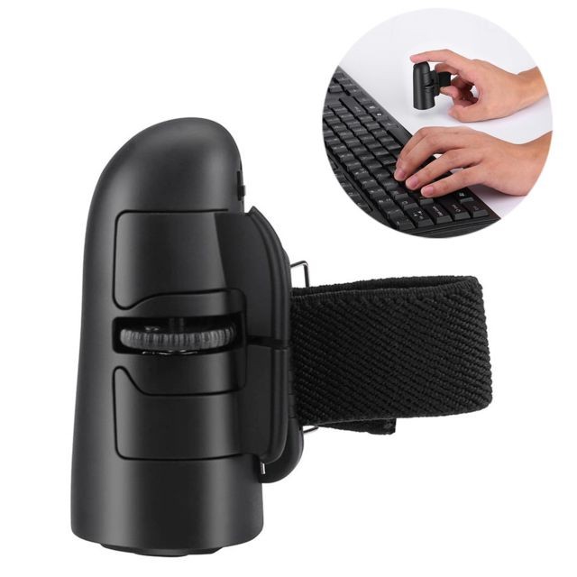 Souris Generic Souris de voyage optique portative ergonomique de souris d'anneau de doigt de Bluetooth sans fil - noir