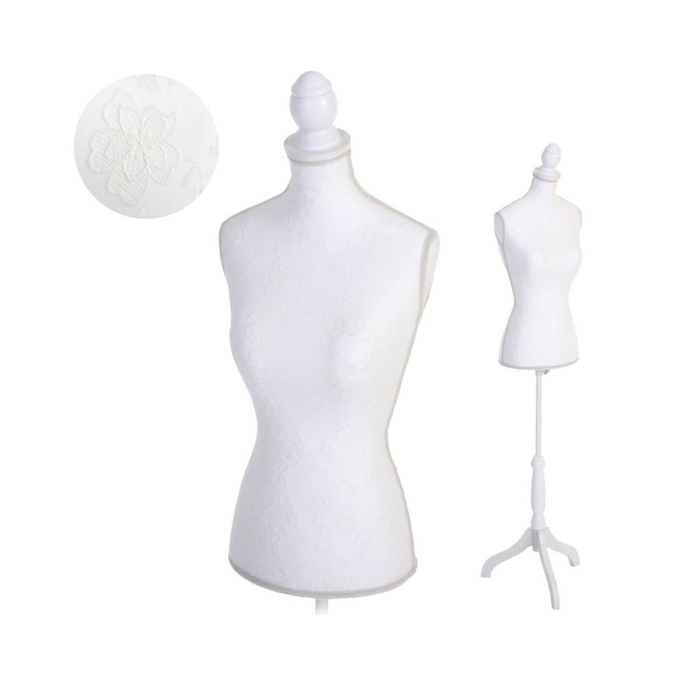 Decoshop26 Buste de couture mannequin femme déco vitrine blanc DEC04055