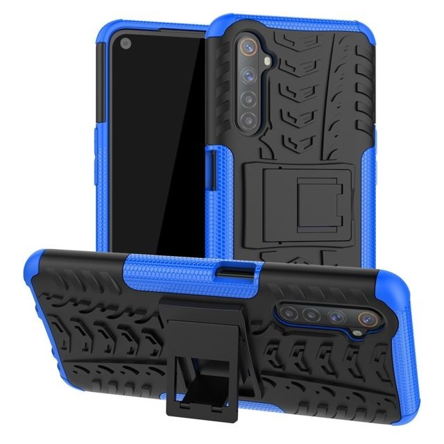 Generic - Coque en TPU combo de pneus cool avec béquille bleu pour votre Realme 6 - Accessoire Smartphone Realme
