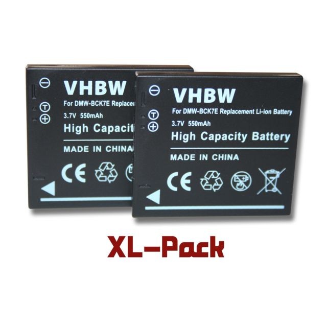Vhbw - vhbw set de 2 batteries 550mAh pour appareil photo remplace Panasonic DMW-BCK7, DMW-BCK7E, DMW-BCK7PP, NCA-YN101F, VW-BCK7 Vhbw  - Batterie Photo & Video