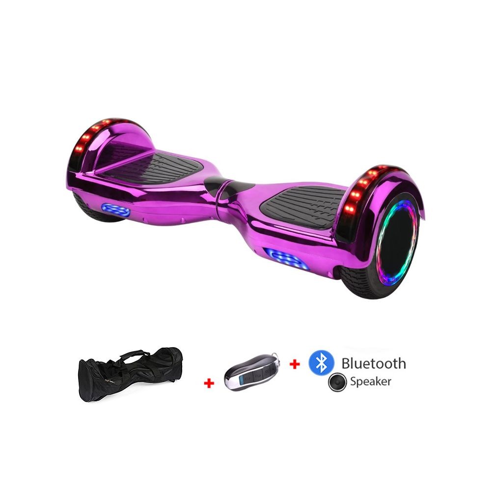 Mac Wheel 6,5 pouces rose Hoverboard Gyropod Overboard Smart Scooter + Bluetooth Sac clé à distance roue LED