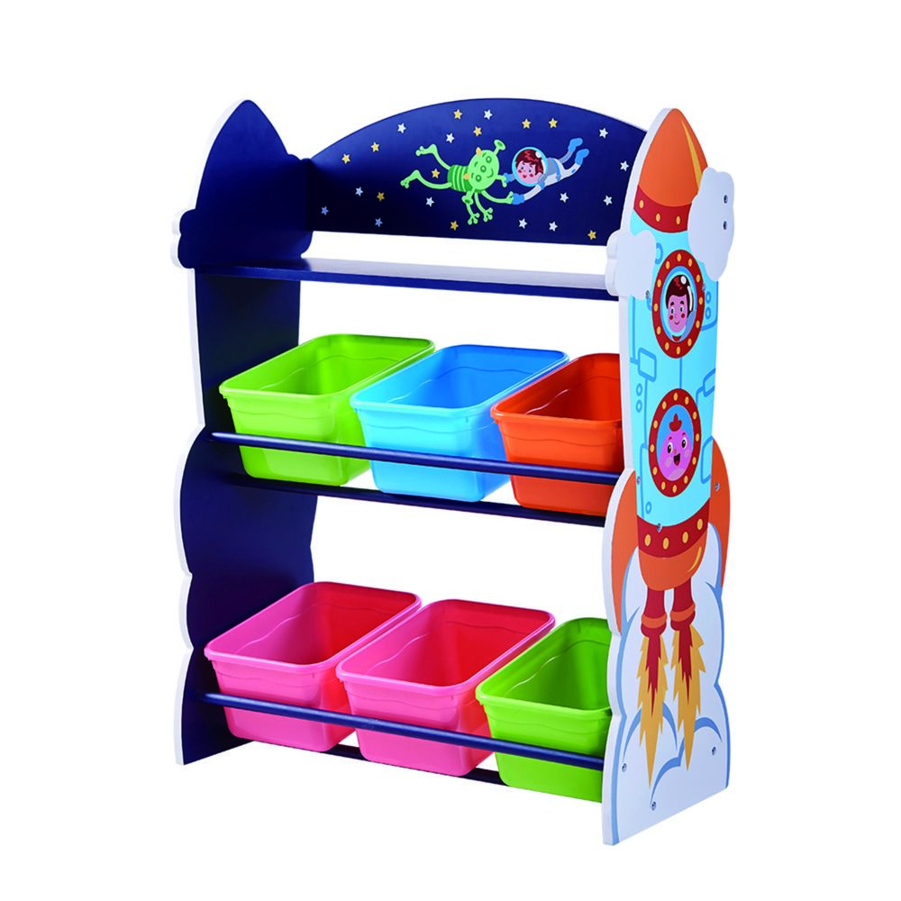 Boîte de rangement Fantasy Fields Meuble de rangement en bois à jouets avec bacs fantaisie enfant Espace TD-12695A