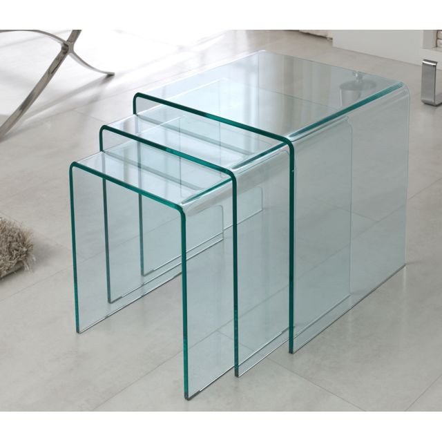 Kasalinea -Table basse gigogne en verre blanc ou transparent CECILIA (jeux de 3) Kasalinea  - Kasalinea