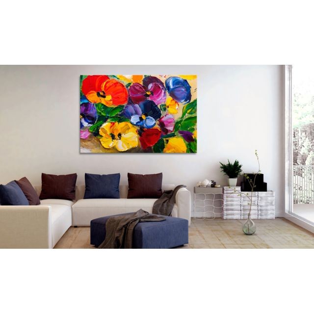 marque generique - 60x40 Tableau   Fleurs variées Fleurs  Moderne  Spring Pansies - Tableaux, peintures