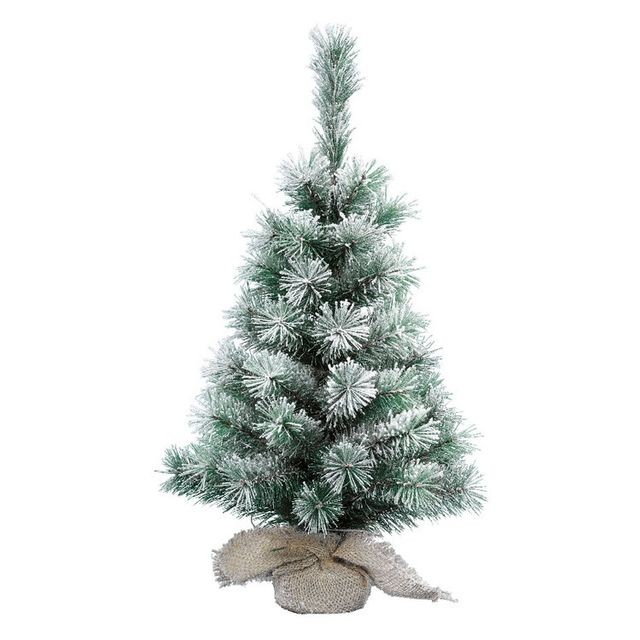 Décoris - Mini sapin artificiel enneigé / vert foncé dans sac jute H.60cm GREENY Décoris  - Bonnes affaires Sapin de Noël