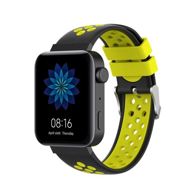 marque generique - Bracelet en silicone double couleur noir jaune pour votre Xiaomi Mi Watch - Accessoires bracelet connecté