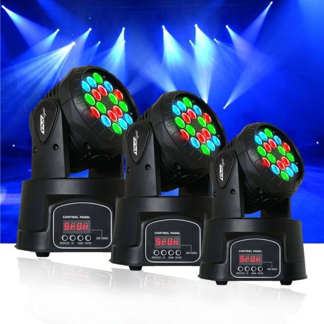 Pur Light - Pack 3 Lyres PRO Pur Light Ohio18LED LED 18x3W Rouge/bleu/vert + Etrier de fixation - Packs soirée