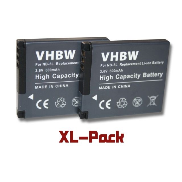Vhbw - 2 x batteries Li-Ion 600mAh (3.6 V) pour Canon Powershot Serie, par exemple: A2200, A3000, A3100, A3200, A3350. Remplace: NB-8L. Vhbw  - Accessoires et consommables