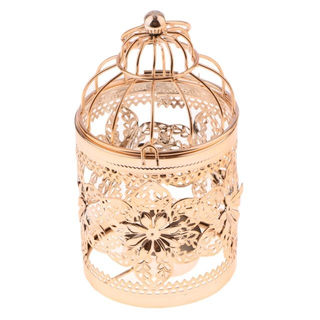 marque generique - porte-bougie en forme de cage à oiseaux en métal galvanisé doré e-rose marque generique  - Bougeoirs, chandeliers E-rose gold