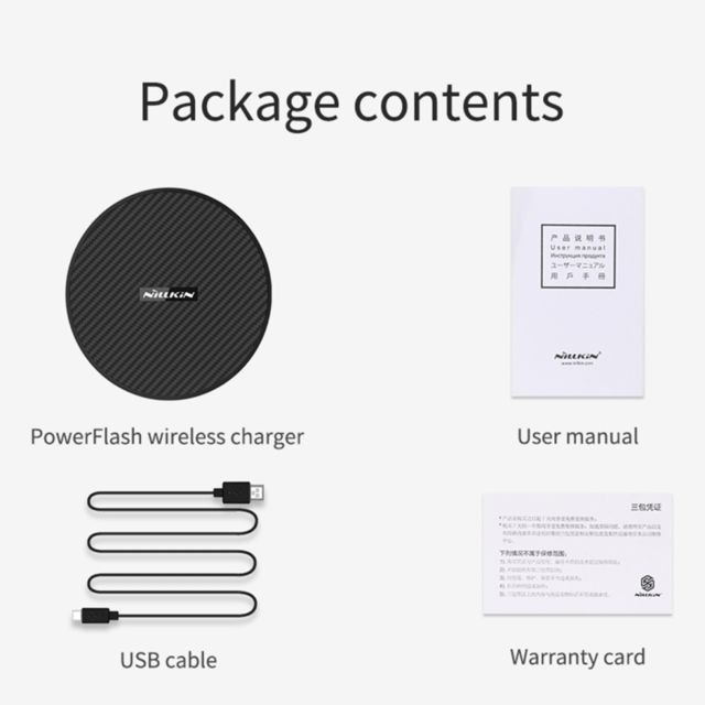 Chargeur secteur téléphone Chargeur sans fil de charge pour standard en fibre d'aramide QID Power Flash (noir)