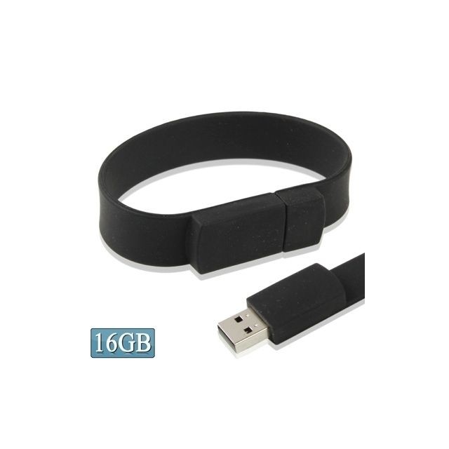 Wewoo - Clé USB noir Disque Flash USB 2.0 Bracelets Silicon 16 Go - Clés USB 16