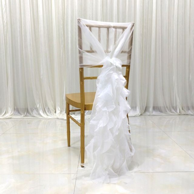 marque generique - capuchons en mousseline de soie avec volants décor housse de chaise pour mariage événements spéciaux blanc marque generique  - Marchand Valtroon