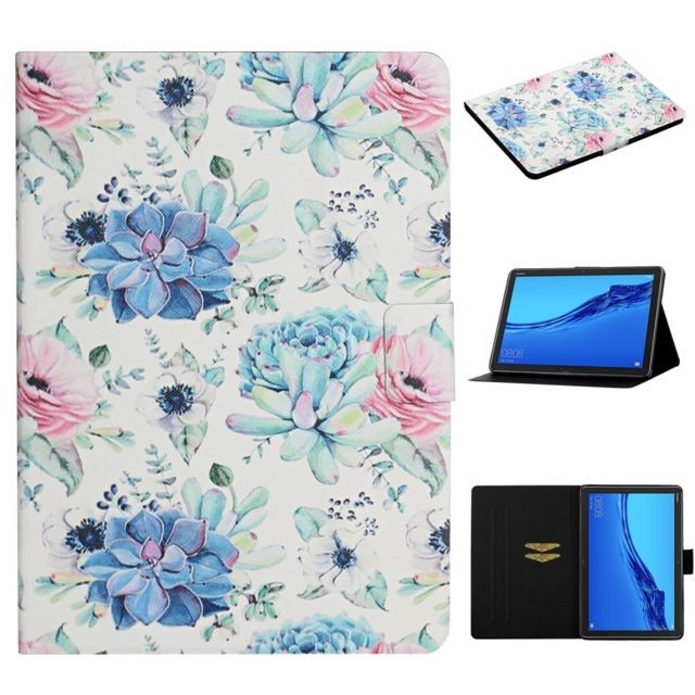 Generic - Etui en PU motif de fleurs impression élégant fleur bleue pour votre Huawei MediaPad M5 lite 10 Generic  - Housse, étui tablette