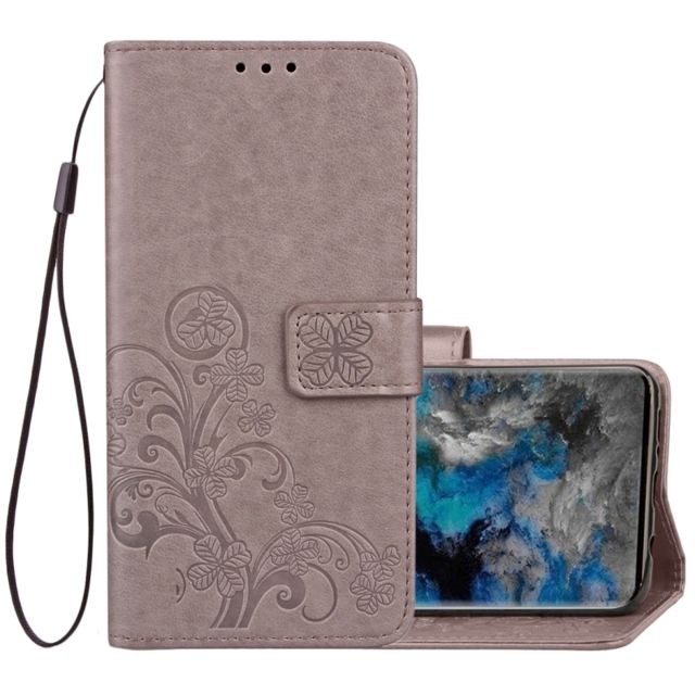 Wewoo - Housse Étui gris pour Samsung Galaxy S9 Lucky Trèfle Motif de fleurs pressé Horizontal en cuir avec porte-cartes et titulaire de cartes porte-monnaie bracelet Wewoo  - Coque, étui smartphone