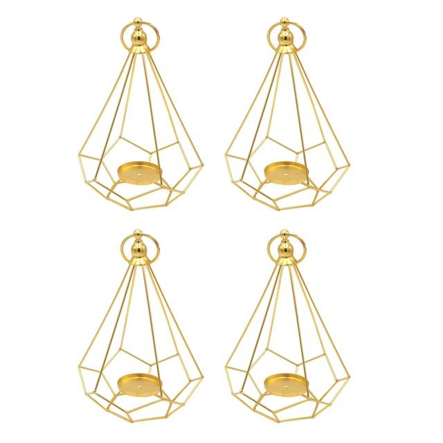 marque generique - 4x chandelier bougie chauffe-plat en forme de diamant stand de mariage maison décor de table doré - Bougeoirs, chandeliers