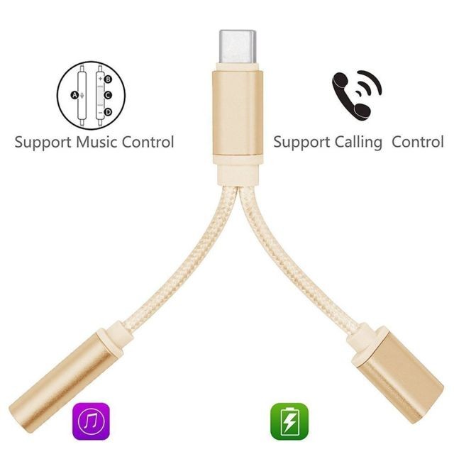 Cabling - CABLING® USB C Adaptateur USB C vers Jack Audio Aux 3,5 mm et Chargeur USB C - Convertisseur Audio et Vidéo
