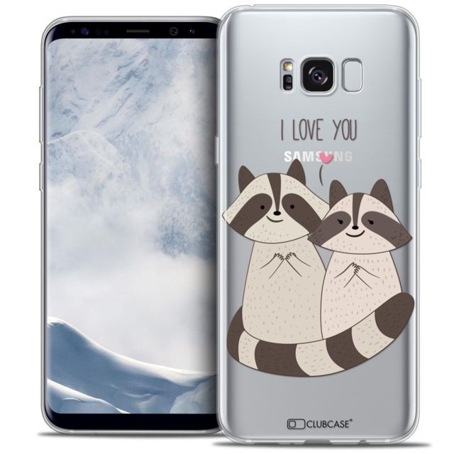 Coque, étui smartphone Caseink Coque Housse Etui Samsung Galaxy S8 (G950) [Crystal Gel HD Collection Sweetie Design Racoon Love - Souple - Ultra Fin - Imprimé en France]