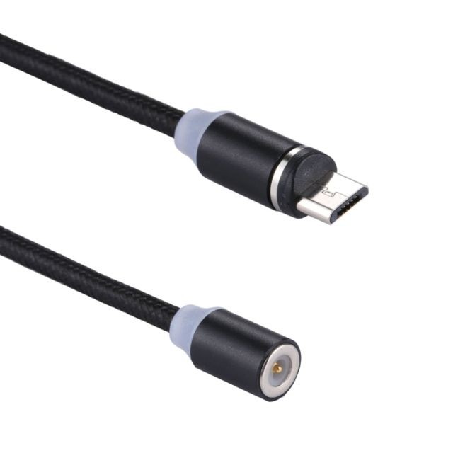 Wewoo Câble magnétique noir pour Samsung / Huawei / Xiaomi / Meizu / LG / HTC et autres smartphones 1m Weave Line USB vers Micro USB de charge magnétique,