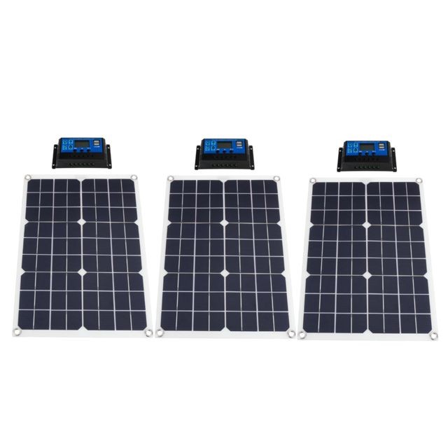 Panneaux solaires rigides marque generique 3x 20W Panneau  Flexible 10A 12V 24V Contrôleur Chargeur De Voiture RV Bateau De Voiture