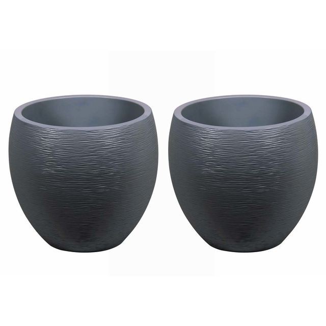 Pots, cache-pots Eda Plastiques Pot à fleurs   Egg  - Gris anthracite - Ø 50 x 45 cm