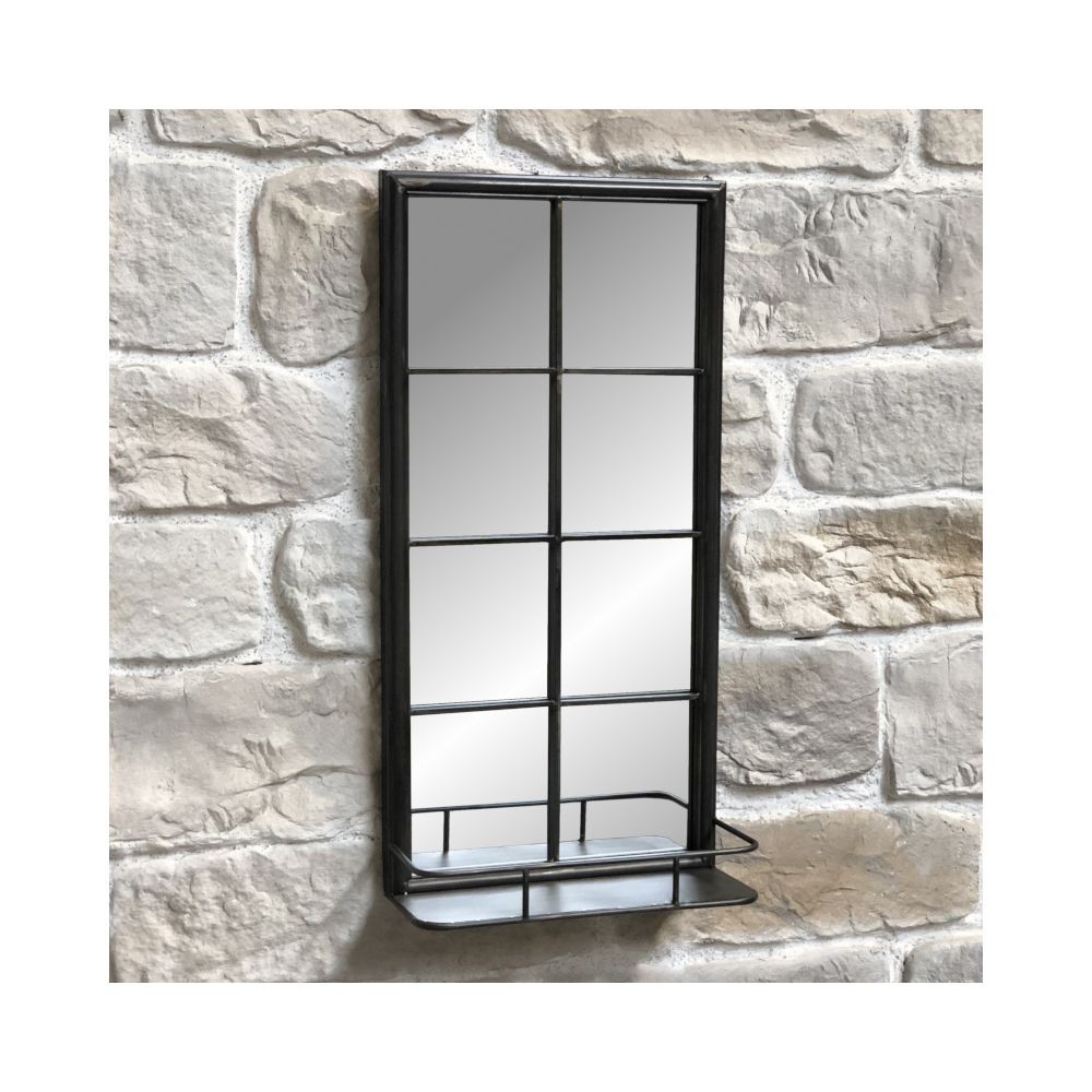 LORIGINALE DECO Miroir Industriel Haut Etagère Tablette Style Fenêtre Fer 80x40x15,50cm 