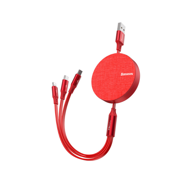 Generic - Câble téléphonique Câble de données en tissu 3-en-1 Câble de charge rapide - Rouge - Generic