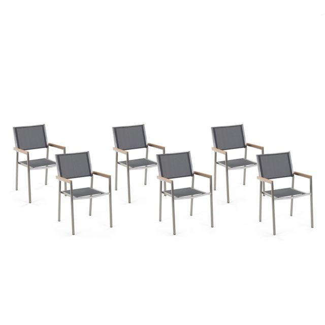 Chaises de jardin Beliani Lot de 6 chaises grises GROSSETO