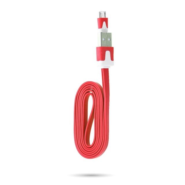 Shot - Cable Chargeur pour WIKO View 2 USB / Micro USB 1m Noodle Universel Connecteur Syncronisation (ROUGE) Shot  - Shot