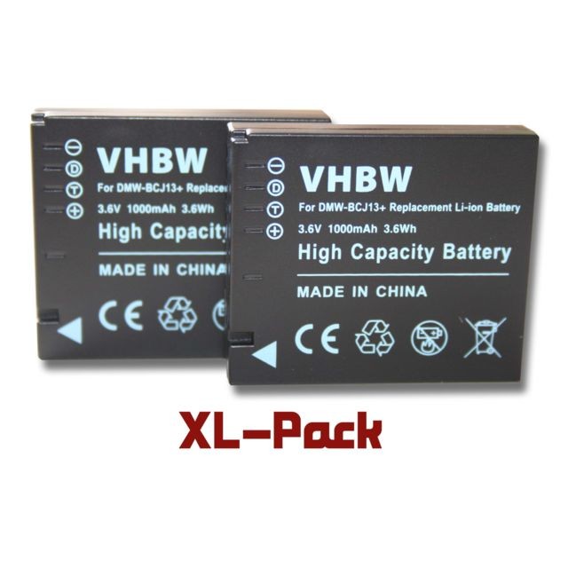 Vhbw - Set de 2 batteries 1000mAh pour appareil photo Panasonic Lumix DMC-LX5, DMC-LX7 remplace Panasonic DMW-BCJ13 / DMW-BCJ13E Vhbw - Batterie Photo & Video
