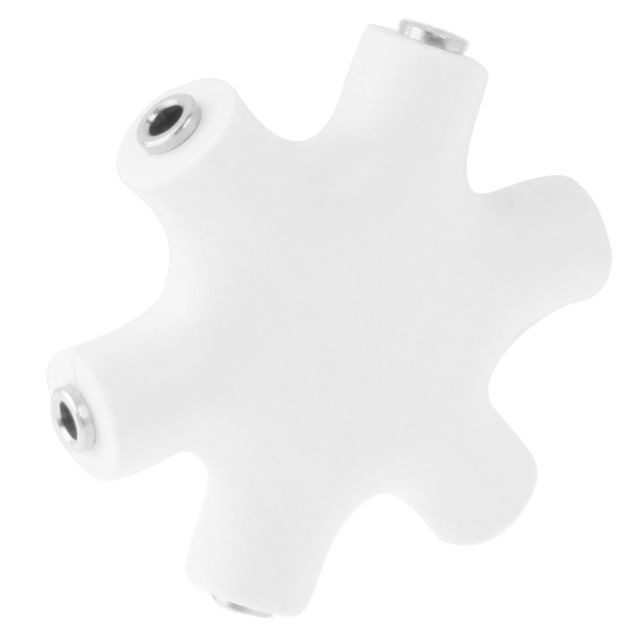 Wewoo Splitter blanc pour iPhone 5 & 5S / 4 & 4S / 3GS / 3G / iPad 4 / mini 1/2/3 / Nouvel / 2 / iPod touch 6 Ports 3.5mm Stéréo Femelle Adaptateur Jack avec Câble Audio 3.5mm,