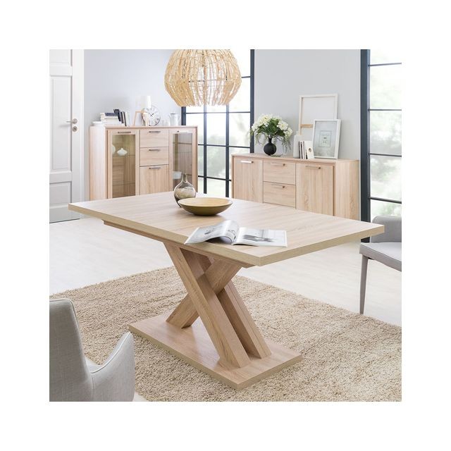 Cstore - AVANT - table extensible mélaminé  style contemporain  pieds central en croix  l 160 à 200 cm - Cstore