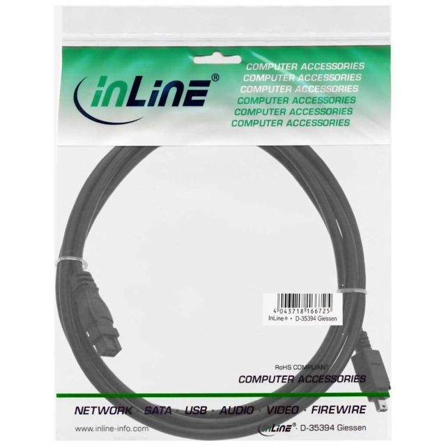 Câble Firewire Câble FireWire, InLine®, 4 broches/9 broches mâle/mâle 1m